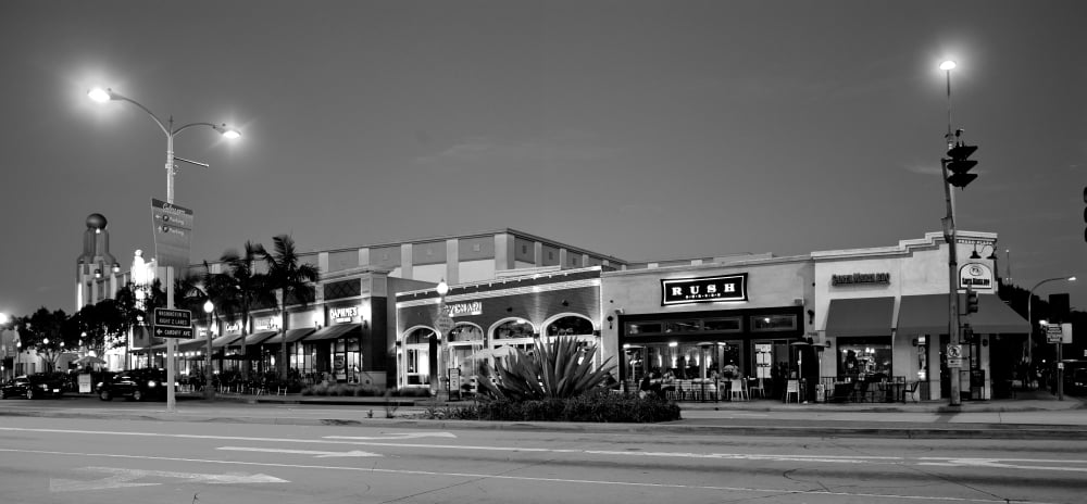 Night scene of Downtown Culver City Culver City Los Angeles County California USA Canvas Art - Panoramic Images (12 x 24)