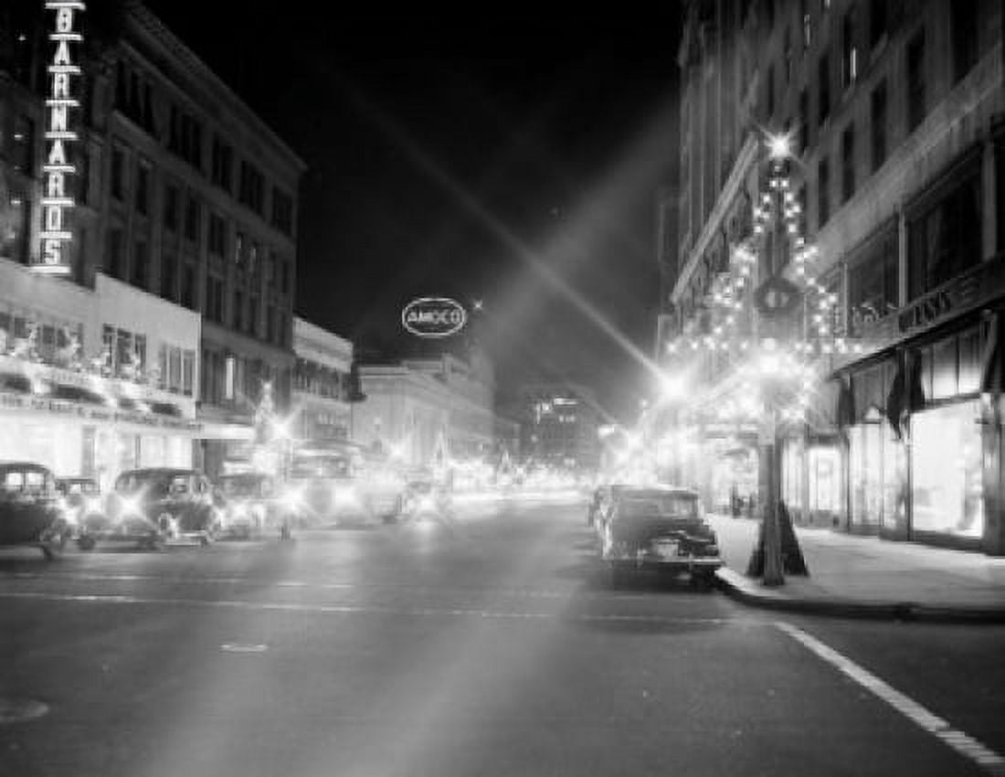 Night view of shopping center with electric Christmas decorations Canvas Art - (18 x 24)