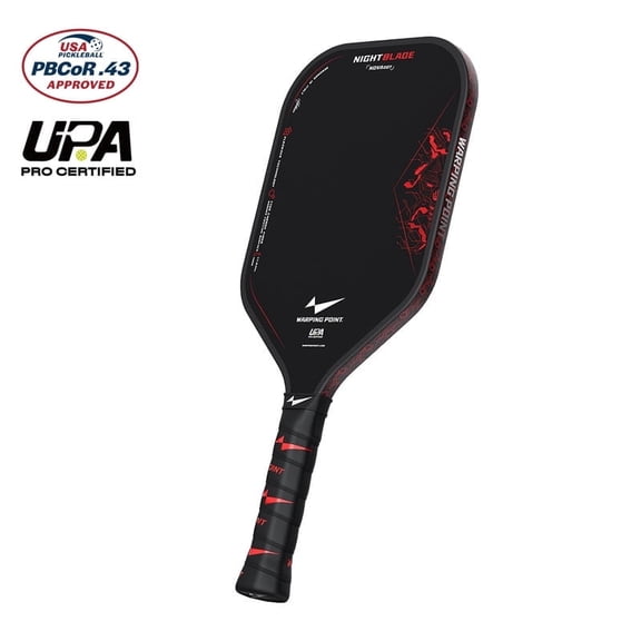 Warping Point Nightblade Raw Carbon Fiber Pickleball Paddle, Foam-Filled Polymer Honeycomb Core, UPA-A & USAPA Approved, Long Handle, 1-Count