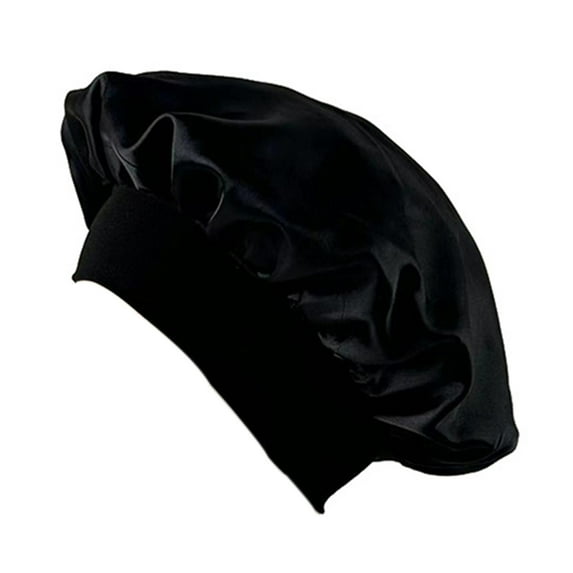 Nightcap with Elastic Wide Band Extra Large Sleeping Satin Bonnet Smooth High Density Women Braids Curly Night Hat Sleeping Cap for Home Salon