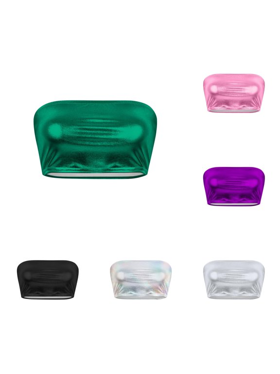 Nightclub Stage Wrap Chest Leather Solid Color Bandeau Undershirt Performance Glitter Tops for Women Size Bandeau Top Bandeau Eye Glass Organizer Storage Strapless Bra Back Tube Tops