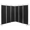 thumbnail image 1 of Nightcore 6 Ft Room Divider, 6 Panel Folding Wall Divider, Freestanding Partition with Adjustable Foot Pads, Perfect Privacy Screen for Home Office (Black), 1 of 17