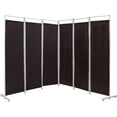 thumbnail image 1 of Nightcore 6 Ft Room Divider, 6 Panel Folding Wall Divider, Freestanding Partition with Adjustable Foot Pads, Perfect Privacy Screen for Home Office (Brown), 1 of 17