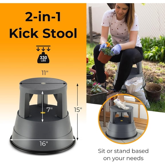 Nightcore Rolling Step Stool Kick Stool Ladder w/Non-Slip Platform Retractable Swivel Casters Firm Rubber Base, Home Appliance Mobile Scooter for Upper Cabinets High Closet, 330 LBS Weight Capacity