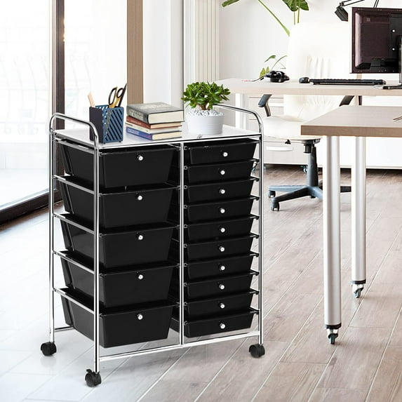 Nightcore Rolling Storage Cart w/ Drawers, Multipurpose Craft Storage Cart w/Lockable Casters, Rolling Cart Organizer for Tools, Scrapbook & Paper, Utility Cart for Home, Office & School