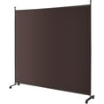 thumbnail image 1 of Nightcore Room Divider Single Privacy Screen, 73” Wide Rolling Room Divider Panel with Lockable Wheels, Woven Polyester Wall Screen for Bedroom, Office, School, Partition Room Dividers (Coffee), 1 of 9