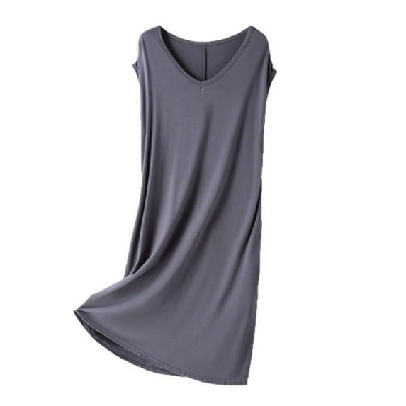 Nightdress for Women Long New Women Cotton Sleeveless Nightgown Soft Comfy Nightshirts Sleep Dress Lounge Loose Fitted Nightdress Gray One Size