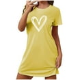 thumbnail image 1 of Nightdress for Women Sale Women's Oversized Short Nightgown Printed Round Neck and Short Sleeves Dress Yellow L, 1 of 6