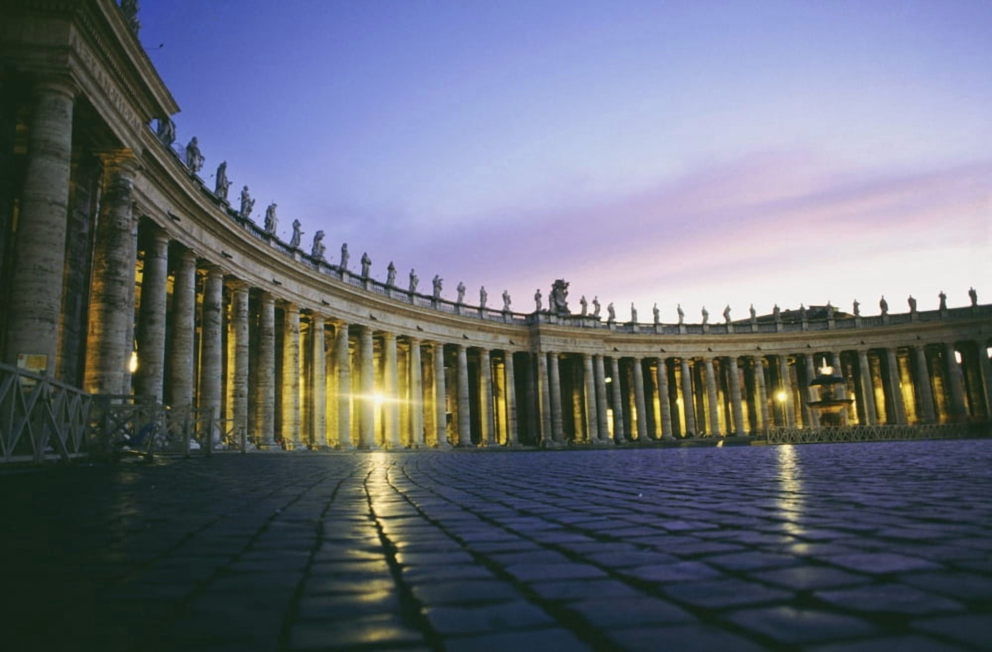 Nightfall At The Square At St Peters In The Vatican Canvas Art - Jim Holmes Design Pics (17 x 11)