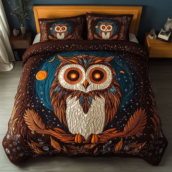 Nightfall Feathers 3-Piece Quilted Bedding Set