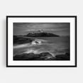 thumbnail image 1 of Nightfall at Nubble B&W - York Maine Photography Lighthouse Coast Black and White Ocean Landscape Waves Scenic Black Framed Wall Art Print 5 x 7 inches, 1 of 4
