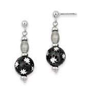 Nightfall Sterling Silver Black Rhodium and D/C Bead Post Dangle Earrings