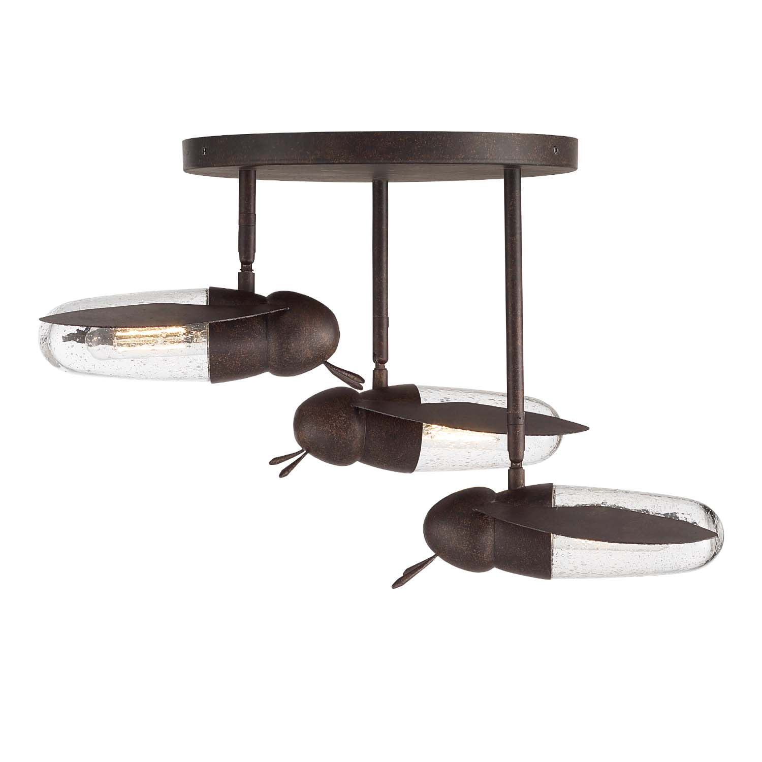 Nightflight - 3-Light Semi Flush Mount - Rustic Bronze