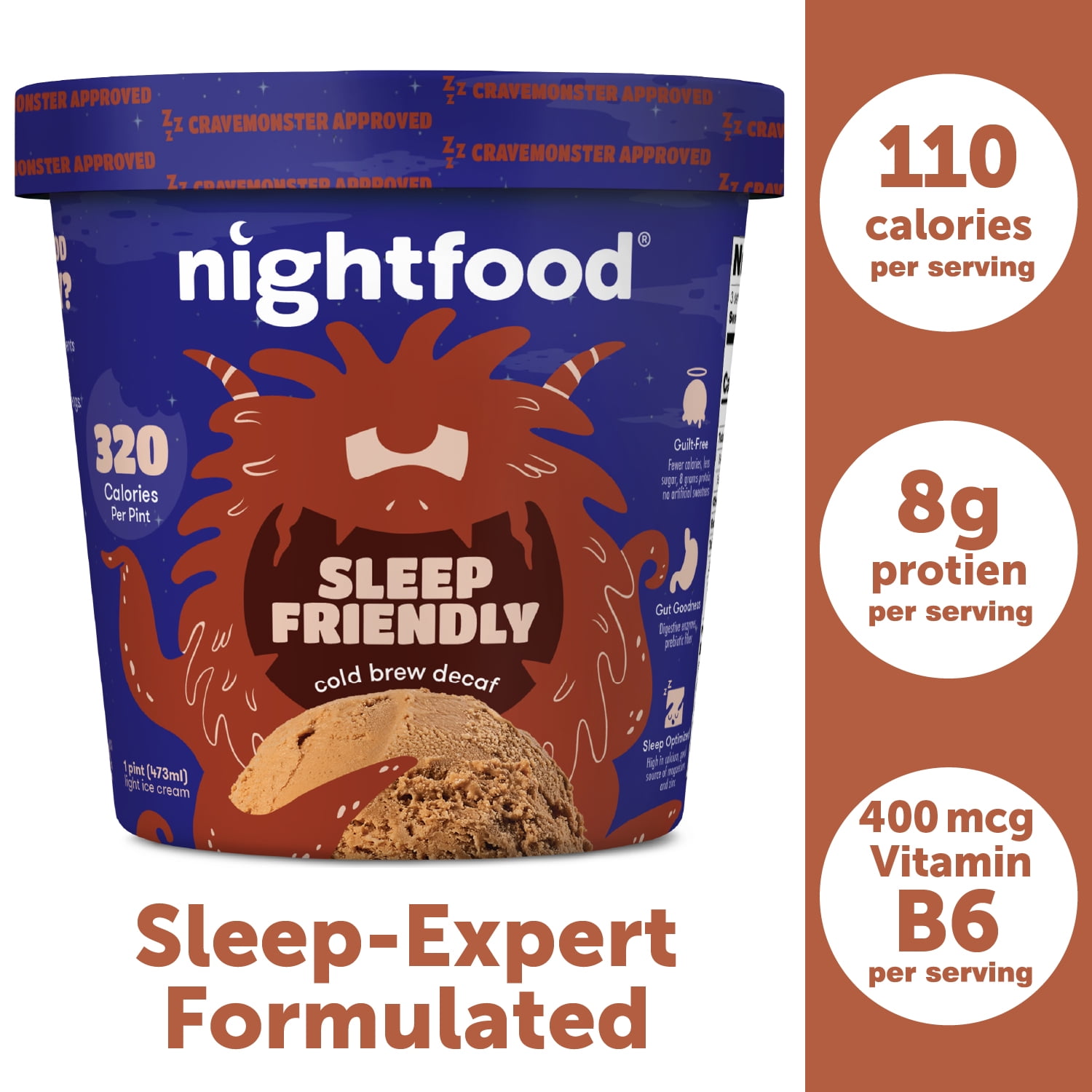 Nightfood SleepFriendly Cold Brew Decaf Ice Cream, 16 oz