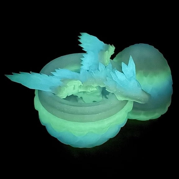 Nightglow 3D Printed Crystal Pterosaur Dragon Eggs, Winged Dragons That Glow at Night, Small Dragons Inside The Eggs, Flexible Joint Animal Model Figurines,Surprise Gifts