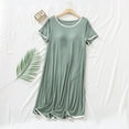 thumbnail image 1 of Nightgown For Women Casual Solid Color Round Neck Mid Calf Sleepwear Soft Cozy Lightweight Modal Homewear Dress Green XL, 1 of 7