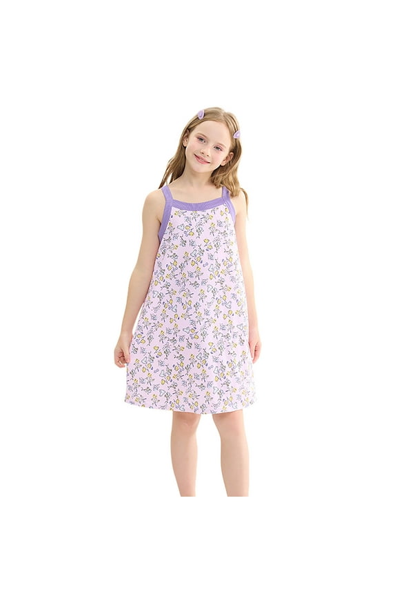 Pajama Dress Toddler Sleepwear Dress for Toddler Boho Dress Floral Dress Stripe Sleepwear for Kids Girl A-Line Beach Loungewear Gowns Princess Dress