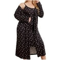 thumbnail image 1 of Nightgown Robe Set for Womens 2 Piece Plus Size Slip Dress Loose Bathrobe Comfortable Soft Pajama Set (1XL, Black), 1 of 6