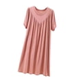 thumbnail image 1 of Nightgown For Women Short Sleeve Ruched Maxi Sleep Dress for Home Lounge Weekend Morning Evening Routine Relaxed Daily Wear Casual Comfort Style Summer, 1 of 7