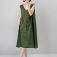 thumbnail image 1 of Nightgown Women's Long Cotton Sleep Dress Vintage Floral Sleeveless Nightshirt with Pockets Army Green Free Size, 1 of 5