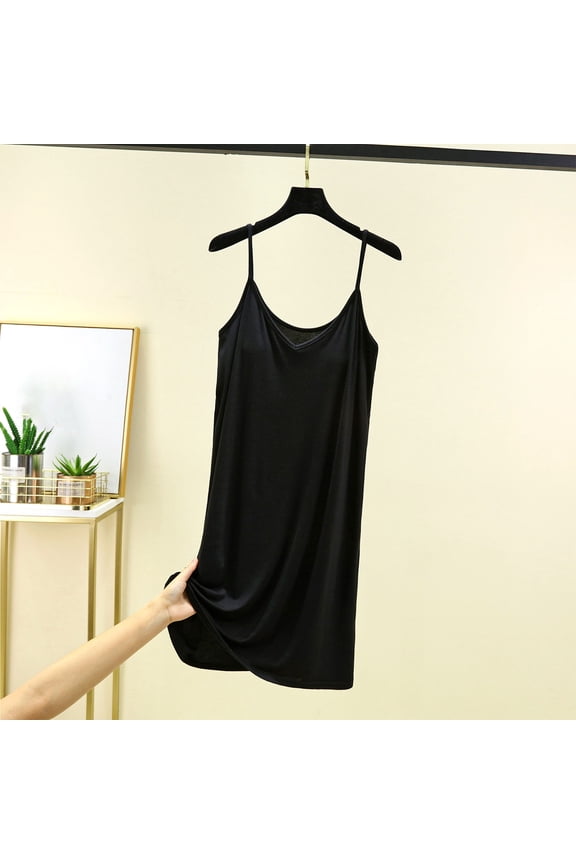 Nightgown Women's Sleeveless House Dress Long Cotton Button Down Nightdress With Chest Pad Soft Ladies Sleepwear Black XXL