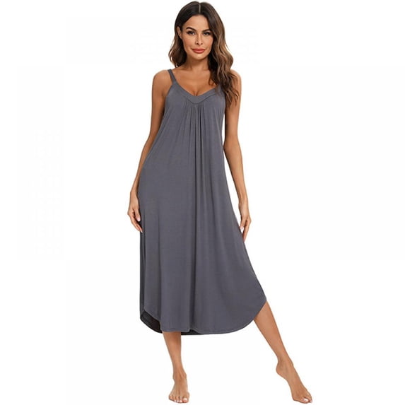 Nightgown Womens Sleeveless Sleepwear V Neck Racerback Sleep Dress S-XXL