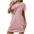 thumbnail image 1 of Nightgown for Woman Cute Cat Printed Summer T-Shirt Dress Short Sleeve Sleep Shirt Crewneck Tunic Tops Sleepwear, 1 of 6