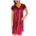 thumbnail image 1 of Nightgown for Women Cap Sleeves Plus Size Sexy Silky Feeling with a Floral Lace Design, Wine 4X-Large, 1 of 5