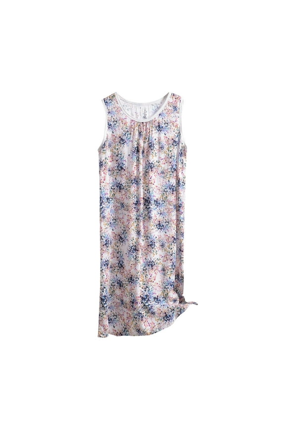 Nightgown for Women Sleeveless Sleepwear Sexy Sleep Dress Night Shirt Soft Chemise Nighties Purple A XXXL