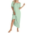 thumbnail image 1 of Nightgown for Women Solid Color Short Sleeve Comfort Sleep Dress Loungewear Green M, 1 of 4
