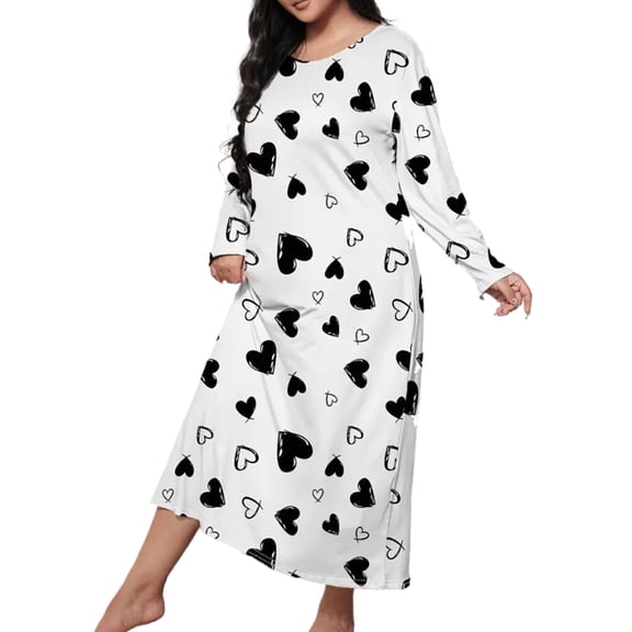 Nightgown for Women Valentine's Day Plus Size Long Maxi Loungewear Scoop Neck Sleepwear Full Length Pajama Dresses Shermie