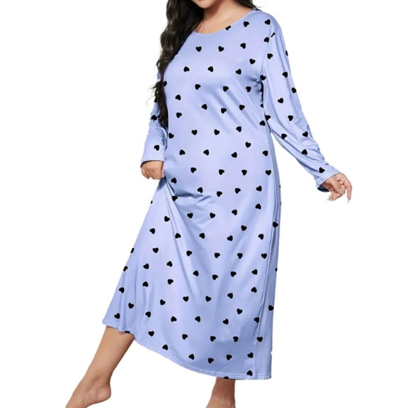 Nightgown for Women Valentine's Day Plus Size Long Maxi Loungewear Scoop Neck Sleepwear Full Length Pajama Dresses Shermie
