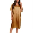 thumbnail image 1 of Nightgowns For Women Silk Satin Solid Color Loose Nightshirt Short Sleeve Loungewear Soft Oversize Sleepshirt Sleepwear Home Wear, 1 of 3