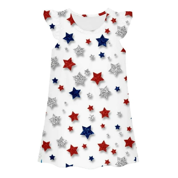 Nightgowns for Kid 8-9 Years Princess Pajama Dress for Girls July 4th C Independence Day Girls Pajamas Size Nightgown Casual Dress Loungewear Girls Sleepshirt White