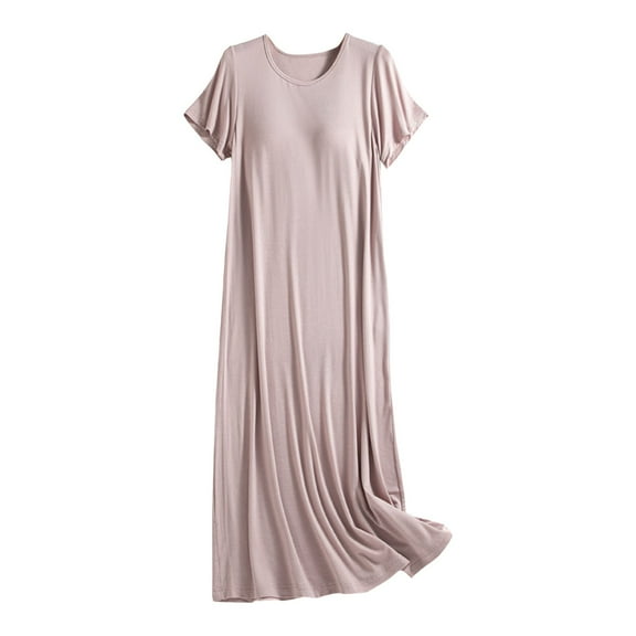Nightgowns for Women with Built In Bra O Neck Short Sleeve Sleepwear Casual Loose Nightshirts Soft Comfy Sleepshirts Sleep Shirts for Women Women's Nightgowns Oversized Sleepwear Women Sleep