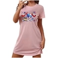 thumbnail image 1 of Nightgowns for Women New 2025 Summer Nightdress for Women Plus Size Short Sleeve Crewneck Casual Sleepwear 4th of July Loose Nightgown New Pinky M, 1 of 5