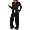 thumbnail image 1 of Nightgowns for Women Long Sleeve Knit 2 Piece Loungewear Set Turtleneck Sweater With Solid Color Pants Relaxed Fit Matching Suits for Fall Casual & Home Wear Xl Size Pajamas for Women Set, 1 of 5