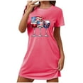 thumbnail image 1 of Nightgowns for Women Plus Size New Independence Day Nightgown for Women Short Sleeve Graphic Printed Sleep Shirt Round Neck Nightdress 2025 New Pinks XL, 1 of 5