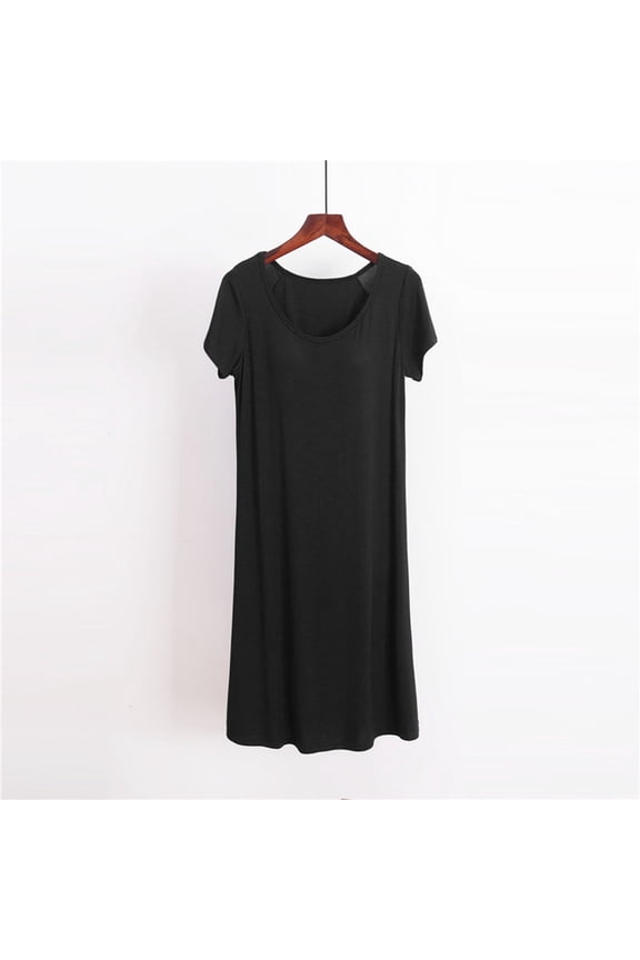 Nightgowns For Women Short Sleeve Nightshirts Solid Color Sleepwear Soft Comfy Casual Loungewear Plus Size Night Sleep Shirts Pajama Dress Robe with Hoodie for Women Womens Robe Bathrobe Set Cow Robe