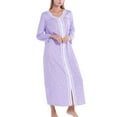 thumbnail image 1 of Nightgowns for Women V Neck Sleepwear Loungewear,Floral Print Comfy House Dresses Long Sleeve Sleep Dress Nightshirt Sleepwear,Full-Length Asymmetric Plus Size Pajama Dress,Purple S-2XL, 1 of 9