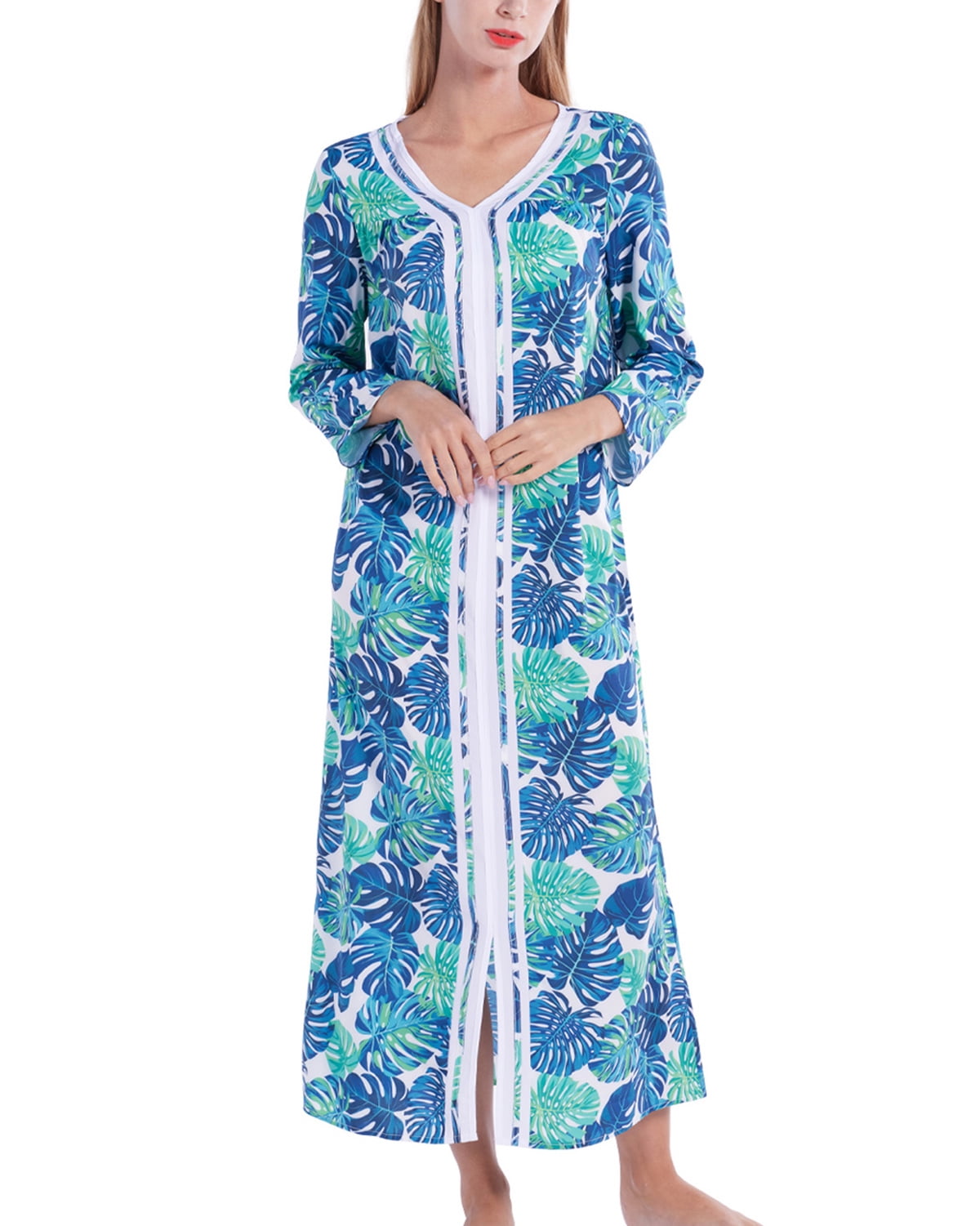 Nightgowns for Women V Neck Sleepwear Loungewear,Floral Print Comfy