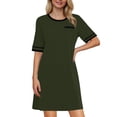 thumbnail image 1 of Nightgowns for Women Cotton Night Gown Short Sleeve Sleepwear V Neck Color Block Sleep Shirts Ladies Night Shirts with Pockets, 1 of 6
