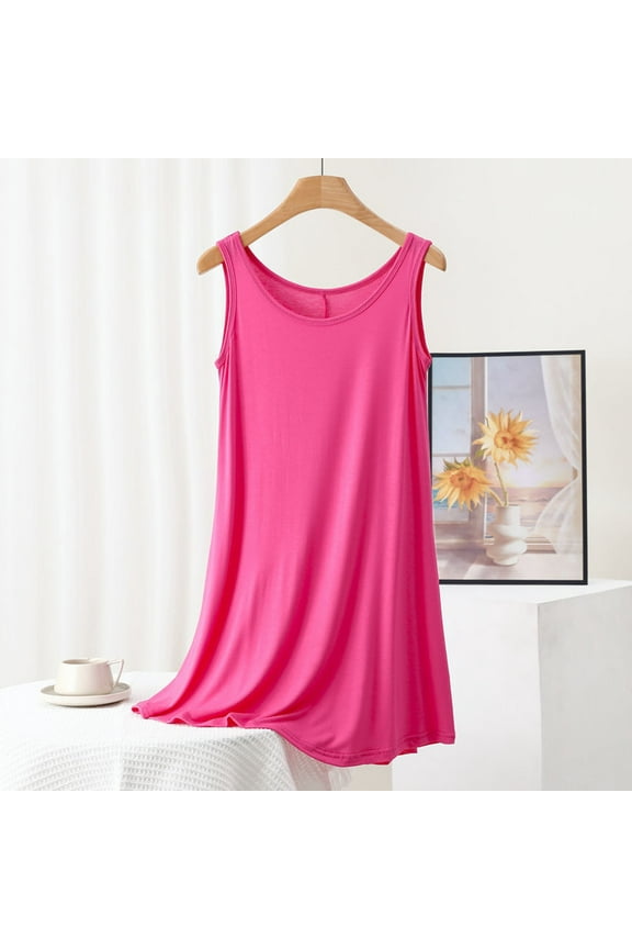 Nightgowns for Women Cotton Night Gown Tank Sleeveless Sleepshirt Racerback Nightdress Chemise Sleepwear Hot Pink XXL