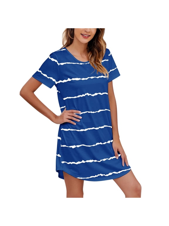 Clearance Women's Nightshirt Soft Nightgowns for Women Short Sleeve dress Sleepwear
