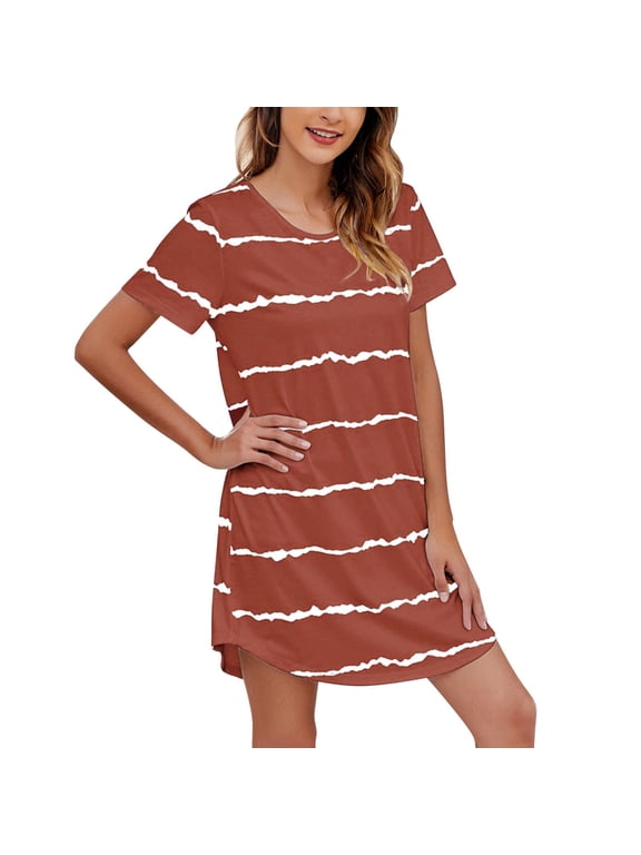 Clearance Women's Nightshirt Soft Nightgowns for Women Short Sleeve dress Sleepwear