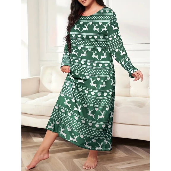 Nightgowns for Women: Soft Long Sleeve Plus Size Nightgowns, Printed Pajamas Long Sleepdress Casual Sleepwear