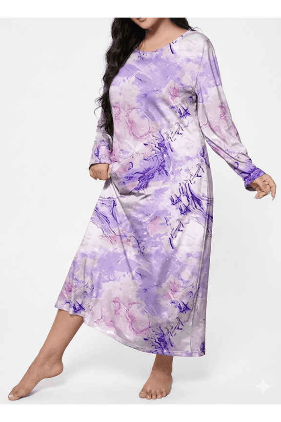 Nightgowns for Women: Soft Long Sleeve Plus Size Nightgowns, Printed Pajamas Long Sleepdress Casual Sleepwear
