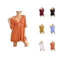 thumbnail image 1 of Nightgowns for Women Elbow Sleeve Lace V Neck Bow Center Ruffle Flowy Silky Pajama Dress Sleepwear, 1 of 5