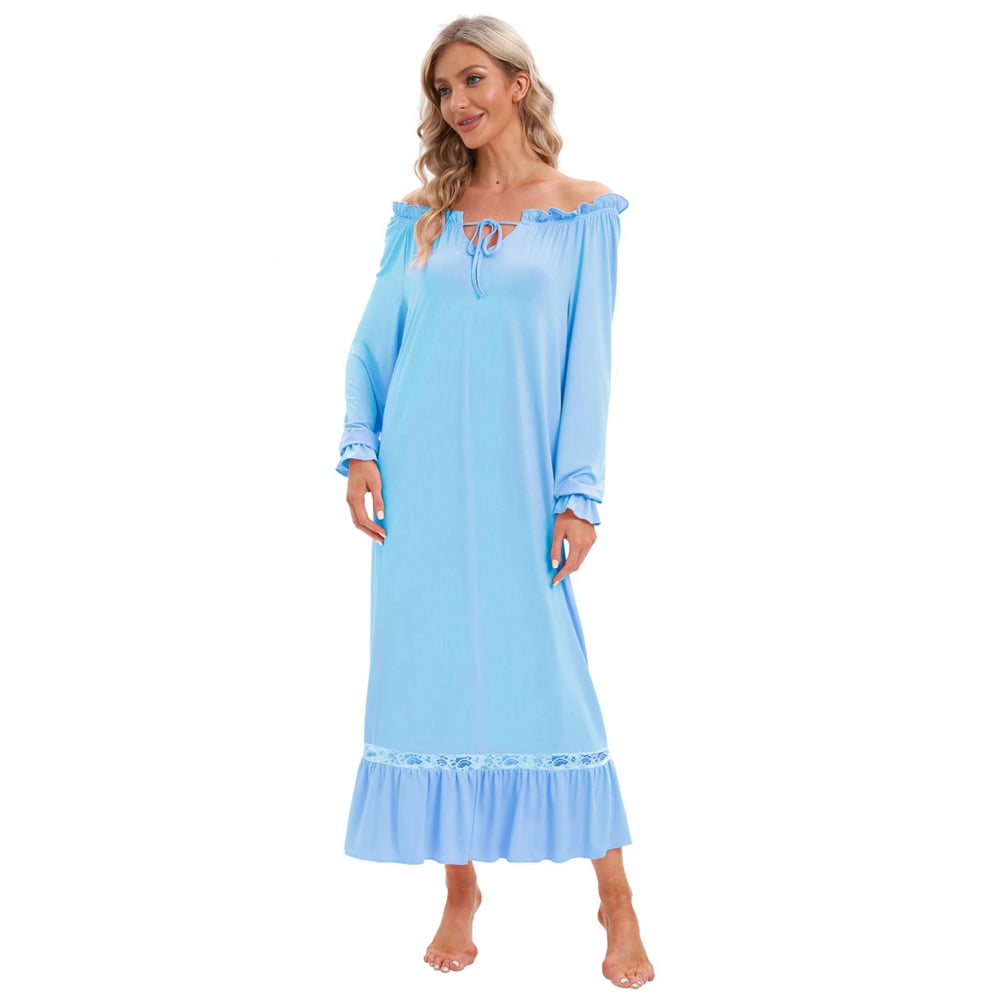 Nightgowns for Women - Ladies Long Sleeve Nightgowns Full Length, Comfy ...