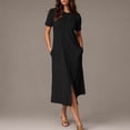thumbnail image 1 of Nightgowns for Women Lightweight Casual Criss Cross Short Sleeve Maxi Sleep Shirts with Side Pockets, 1 of 7